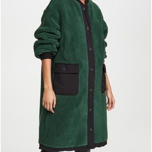 JOA Teddy Faux Fur Long Bomber Coat
